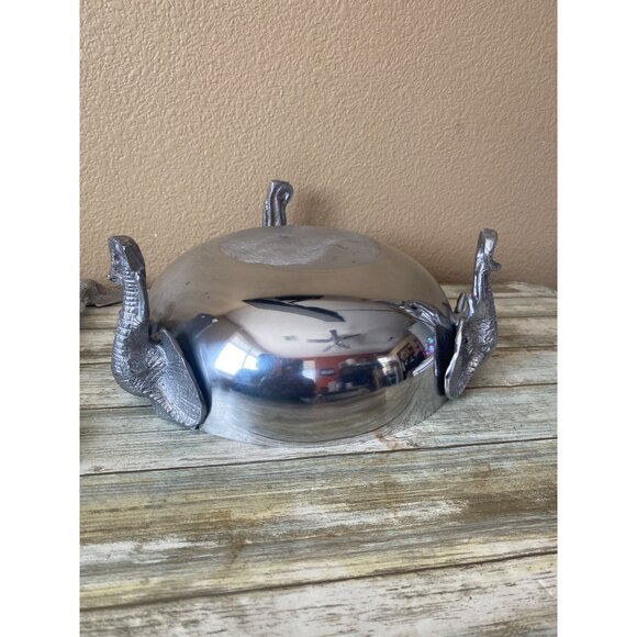 Vintage Elephant Salad Bowl with Servers Safari Wildlife Serving Set - Picture 6 of 14